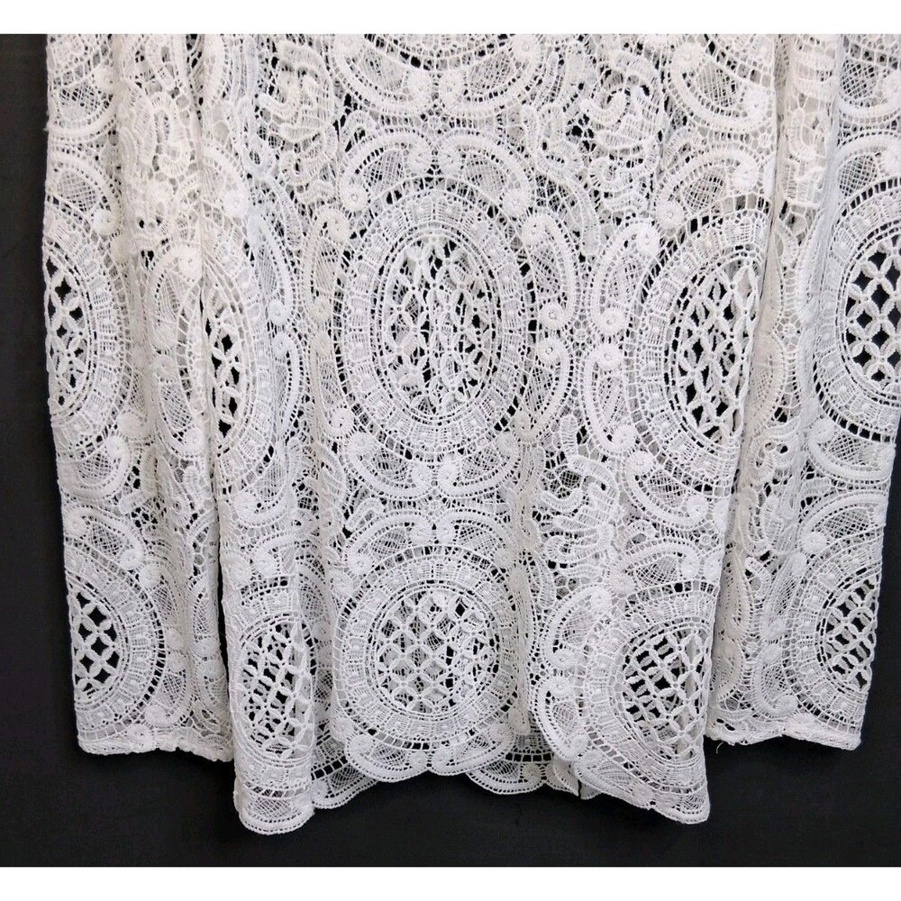 Ultra Pink Lace Long Sleeve Top Size L White Top/Beach Cover-Up Vacation Resort - Picture 5 of 13